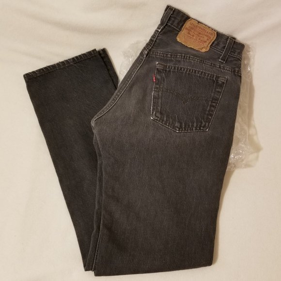 90’s Levi’s 501 Black Denim Straight Leg Jeans - Naturally Distressed 28x32 - Picture 1 of 11